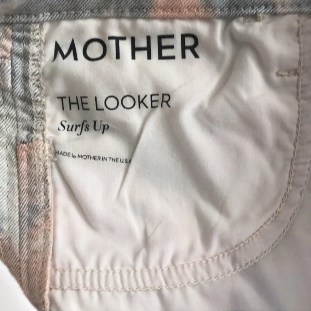 MOTHER JEANS “The Looker” Floral Skinny w/ Racer Stripe in Surf’s Up Size 25